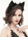 Black Gothic Faux Fur Cat Ears Headdress