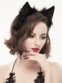 Black Gothic Faux Fur Cat Ears Headdress
