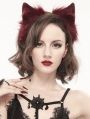 Red Gothic Faux Fur Cat Ears Headdress