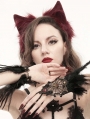 Red Gothic Faux Fur Cat Ears Headdress