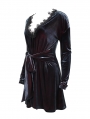 Dark Blue Gothic Velvet Elegant V-Neck Long Sleeve Dress