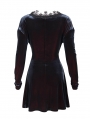 Dark Blue Gothic Velvet Elegant V-Neck Long Sleeve Dress