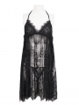 Black Gothic Sexy Lace Transparent Halter Two-Piece Lingerie Set