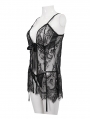 Black Gothic Transparent Lace Two-Piece Sexy Lingerie Set