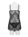 Black Gothic Transparent Lace Two-Piece Sexy Lingerie Set