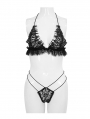 Black Gothic Lace Halter Two-Piece Sexy Lingerie Set