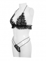 Black Gothic Lace Halter Two-Piece Sexy Lingerie Set