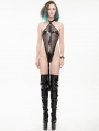 Black Gothic Punk Halter Sexy Mesh Transparent Bodysuit