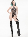 Black Gothic Punk Halter Sexy Mesh Transparent Bodysuit