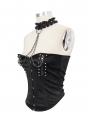 Black Gothic Punk Fashion Zipper Chain Sexy Overbust Corset
