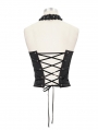 Black Gothic Punk Fashion Zipper Chain Sexy Overbust Corset