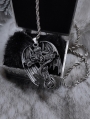 Black Gothic Punk Dragon Skull Cross Pendant Necklace