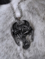 Black Gothic Punk Dragon Skull Cross Pendant Necklace