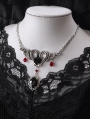 Black Gothic Retro Double Snake Rose Crystal Pendant Necklace