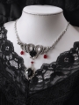 Black Gothic Retro Double Snake Rose Crystal Pendant Necklace