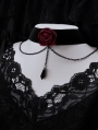 Black Gothic Retro Dark Blood Rose Chain Velvet Choker