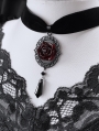 Black Gothic Vintage Vampire Blood Rose Velvet Pendant Choker