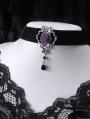 Black Gothic Classical Purple Rose Velvet Pendant Choker