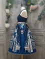 Blue Sexy Egyptian Style Halter Neck Backless Gothic Lolita JSK Dress