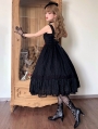 Black/Pink/White Lace Trim Elegant Retro Edward Gothic Lolita JSK Dress