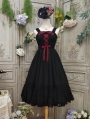 Black/Pink/White Lace Trim Elegant Retro Edward Gothic Lolita JSK Dress