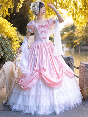 Neverland Belle's Dream White and Pink Elegant French Wedding Sweet Lolita OP Dress