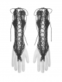 Black Romantic Lace Gothic Long Lace-Up Gloves for Women