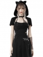 Black Cute Gothic Cool Cat Tail Hooded Short Cape for Women