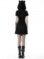 Black Cute Gothic Cool Cat Tail Hooded Short Cape for Women