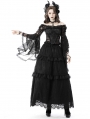 Black Gothic Mesh Bell Sleeves Finger Hook Lace Cape for Women