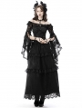 Black Gothic Mesh Bell Sleeves Finger Hook Lace Cape for Women