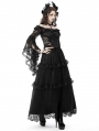 Black Gothic Mesh Bell Sleeves Finger Hook Lace Cape for Women