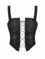 Black Gothic Elegant Flower Sexy Hollow Out Strap Corset Top for Women