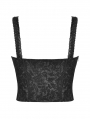 Black Gothic Elegant Flower Sexy Hollow Out Strap Corset Top for Women