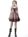 Pink and Black Gothic Cool Mesh Sleeveless Short Doll Dress