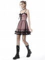 Pink and Black Gothic Cool Mesh Sleeveless Short Doll Dress