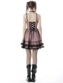 Pink and Black Gothic Cool Mesh Sleeveless Short Doll Dress