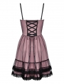 Pink and Black Gothic Cool Mesh Sleeveless Short Doll Dress