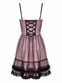 Pink and Black Gothic Cool Mesh Sleeveless Short Doll Dress