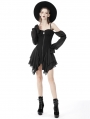 Black Gothic Moon Sexy Off-the-Shoulder Long Sleeve Short Dress