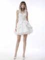 White Gothic Gorgeous Bubble Jacquard High-Low Party Dress