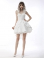 White Gothic Gorgeous Bubble Jacquard High-Low Party Dress