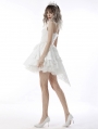 White Gothic Gorgeous Bubble Jacquard High-Low Party Dress