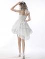 White Gothic Gorgeous Bubble Jacquard High-Low Party Dress