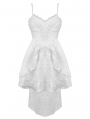 White Gothic Gorgeous Bubble Jacquard High-Low Party Dress