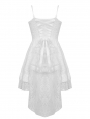 White Gothic Gorgeous Bubble Jacquard High-Low Party Dress