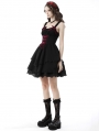 Black and Wine Red Cute Gothic Doll Mesh Short Daily Wear Dress