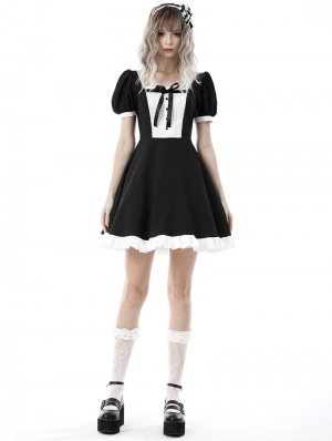 Black and White Gothic Magic Doll Rebel Short Sleeve Dress