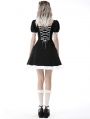 Black and White Gothic Magic Doll Rebel Short Sleeve Dress