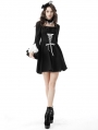 Black and White Gothic Lolita Doll Long Bell Sleeves Short Dress